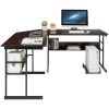 Costway L-Shaped Computer Desk Drafting Table Workstation w/ Tiltable Tabletop - Image 4
