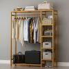 Bamboo Wood Clothing Garment Rack with Shelves Clothes Hanging Rack Stand for Child Kids Adults Cloth Shoe Coat Storage Organize - Image 4