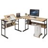 Costway L-Shaped Computer Desk Drafting Table Workstation w/ Tiltable Tabletop - Image 9