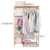Bamboo Wood Clothing Garment Rack with Shelves Clothes Hanging Rack Stand for Child Kids Adults Cloth Shoe Coat Storage Organize - Image 3