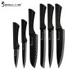 Sowoll Stainless Steel Kitchen Knives 6 Piece Set Sharp Black Blade ABS+TPR Handle Knife Meat Fish Fruit Cooking Accessories - Image 4