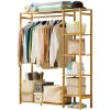 Bamboo Wood Clothing Garment Rack with Shelves Clothes Hanging Rack Stand for Child Kids Adults Cloth Shoe Coat Storage Organize - Image 2