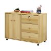 Wooden office file cabinet mobile floor low  storage data  activity  lock drawer - Image 8