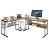 Costway L-Shaped Computer Desk Drafting Table Workstation w/ Tiltable Tabletop - Image 3
