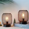 2Pcs Metal Cage Table Lamp Round Shaped LED Lantern Battery Powered - Image 7