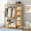 Bamboo Wood Clothing Garment Rack with Shelves Clothes Hanging Rack Stand for Child Kids Adults Cloth Shoe Coat Storage Organize - Image 6