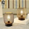 2Pcs Metal Cage Table Lamp Round Shaped LED Lantern Battery Powered - Image 3