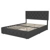 Queen Size Modern Upholstered Bed Frame with 4 Drawers, Platform Bed with Button Tufted Headboard Dark Grey - Image 3