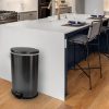 10.5 Gallon Trash Can, Black Stainless Steel Oval Kitchen Trash Can - Image 7