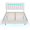 Queen Size Floating Bed Frame with LED Lights and USB Charging,Modern Upholstered Platform - Image 3