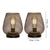 2Pcs Metal Cage Table Lamp Round Shaped LED Lantern Battery Powered - Image 2