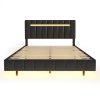 Queen Size Floating Bed Frame with LED Lights and USB Charging,Modern Upholstered Platform - Image 8
