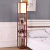 Modern LED Shelf Floor Lamp Skinny End Table Nightstand for Bedroom  Standing Accent Light Attached