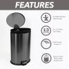 10.5 Gallon Trash Can, Black Stainless Steel Oval Kitchen Trash Can - Image 5