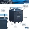 Rolling File Cabinet with Glass Top, Graphite - Image 3