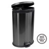 10.5 Gallon Trash Can, Black Stainless Steel Oval Kitchen Trash Can
